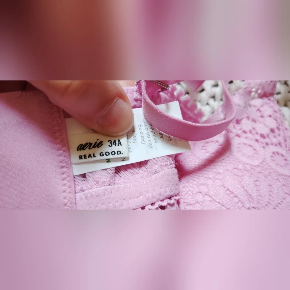 Aerie Pink Floral Lace Bra Size 34A